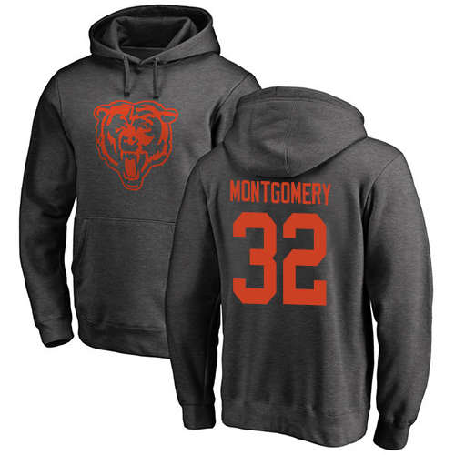 Chicago Bears Men Ash David Montgomery One Color NFL Football 32 Pullover Hoodie Sweatshirts
